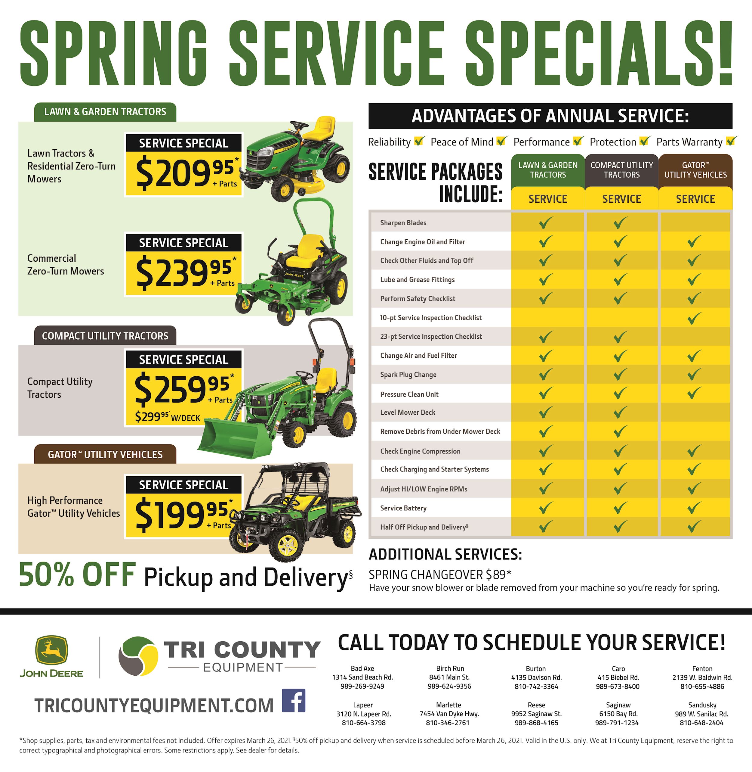 Service Specials Tri County Equipment